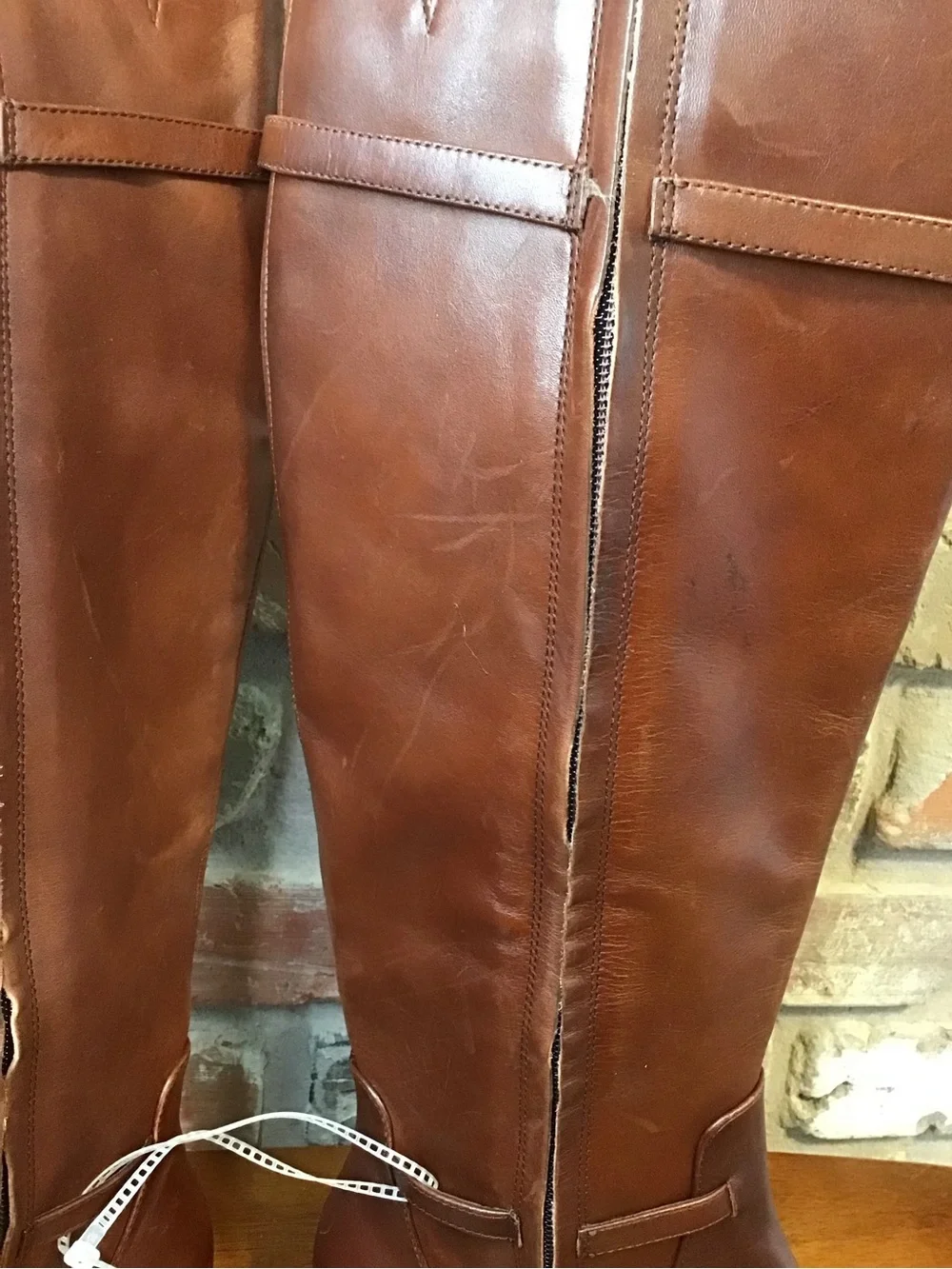Gianni Bini Women's Chestnut Brown Knee High Leather Tall Riding Boots 8 NEW